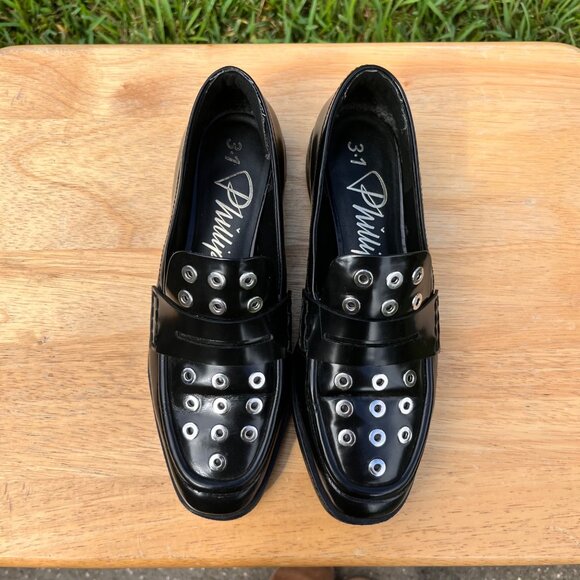 3.1 Phillip Lim Alexa Eyelet Stud Penny Loafer in Black Size 7.5 - Picture 2 of 7